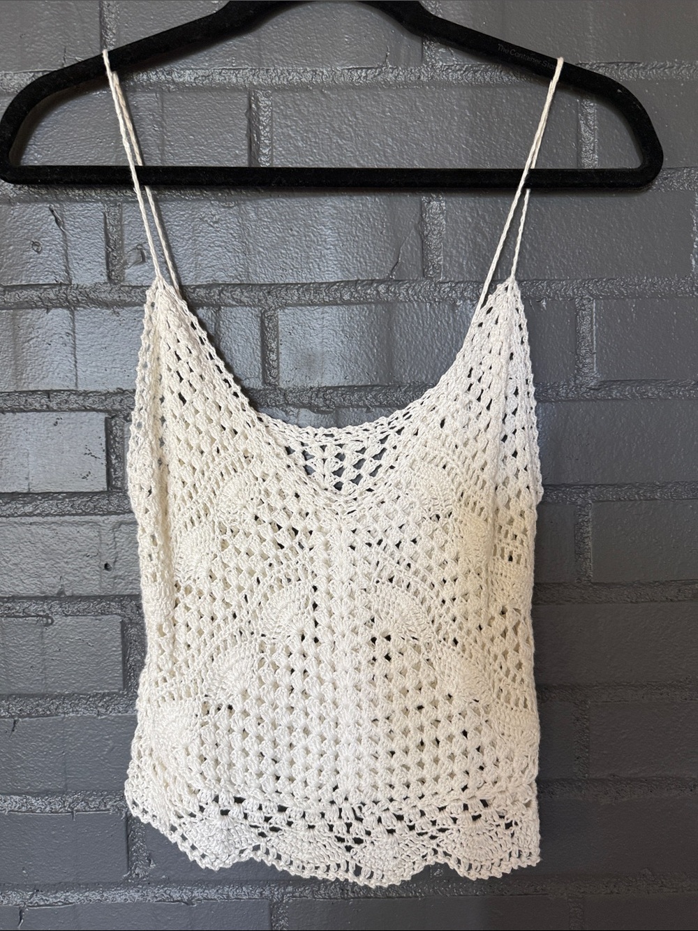 Free People x Flook White Crochet spagetti strap top XS